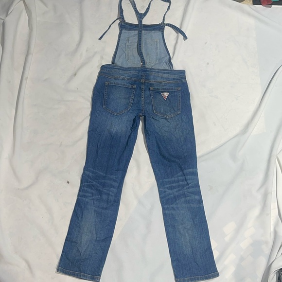 New Guess Jeans Denim Distressed Overalls Crop Cropped Small 25 - Picture 6 of 12
